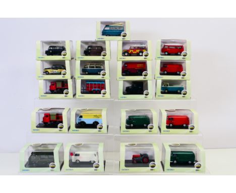 Oxford Diecast - A group of 21 boxed Oxford Diecast model vehicles in 1:76 scale. Lot includes Oxford Diecast #VW Camper Open
