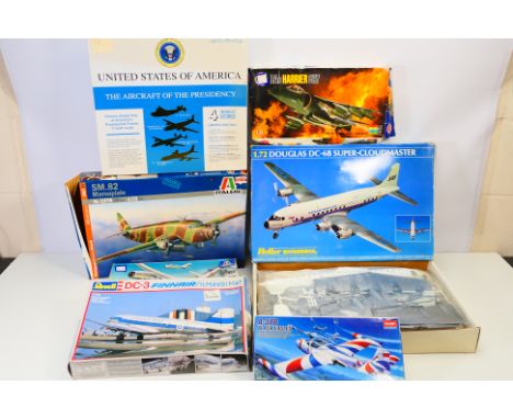 Revell - Hobby Craft - A group of seven boxed plastic model aircraft kits in 1:72 scale. Lot includes  Revell #4234 DC-3 Finn