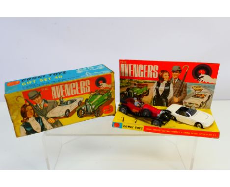 Corgi - The Avengers - A boxed The Avengers Gift Set # 40. The cars have some play wear and appear Fair, the windscreen has b
