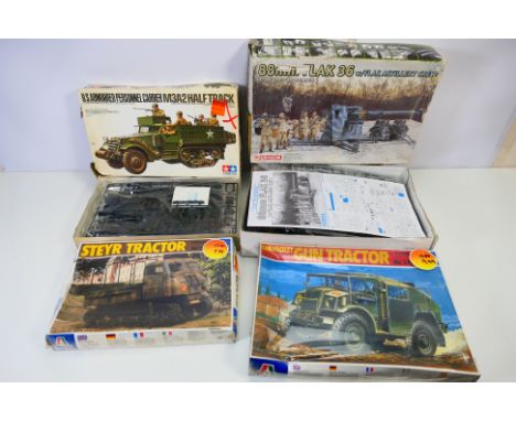 Revell - Four boxed 1:35 scale military vehicle / accessory model kits, comprising of Italeri #227 Steyr Tractor; Italeri #24