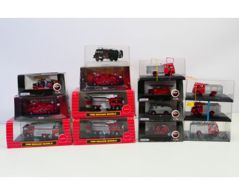 Oxford Diecast - Fire Brigade Models - Atlas Editions - A squad of 14 boxed 1:76 scale diecast Fire Appliances. Lot includes 