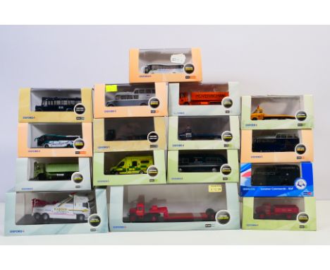 Oxford Diecast - 16 boxed diecast model vehicles from various Oxford Diecast ranges. Lot includes #76MA002 Mercedes London Am