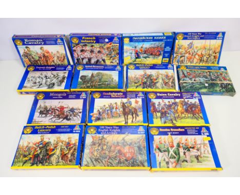 Italeri - Zvezda - 14 boxed 1:72 scale plastic soldiers. Lot includes Italeri #6026 100 Years War French Knights & Foot Soldi