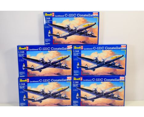 Revell - Five boxed Revell #04269 1:144 scale Lockheed C-121C Constellation plastic model aircraft kits. Kits are presumed to