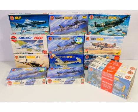Airfix - A boxed collection of 14 Airfix 1:76 scale plastic predominately military aircraft model kits. Lot includes #02082 H