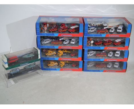 Cararama - A group of 10 boxed diecast models of various scale. Lot includes Fire and rescue set, 2001 Volkswagen Microbus, F
