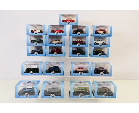 Oxford Diecast - A group of 21 boxed Oxford Diecast model vehicles in 1:76 scale. Lot includes Oxford Diecast #76RK003 Riley 