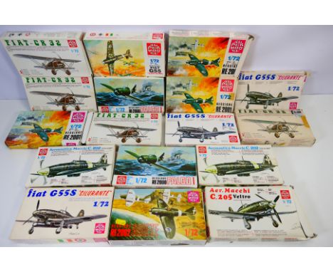 Supermodel - A group of 17 boxed plastic military aircraft model kits in 1:72 scale from Supermodel. Lot includes #10-010 Mac