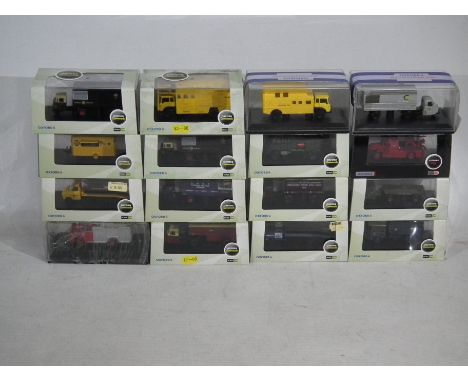 Oxford Diecast - A boxed group of 16 diecast 1:76 scale model commercial vehicles. Lot includes #76MH011 GWR Mechanical Horse