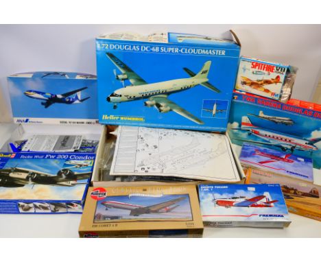 Heller - Esci - Airfix - Hasegawa - Others - A group of plastic model aircraft kits in various scales. Lot includes Heller # 