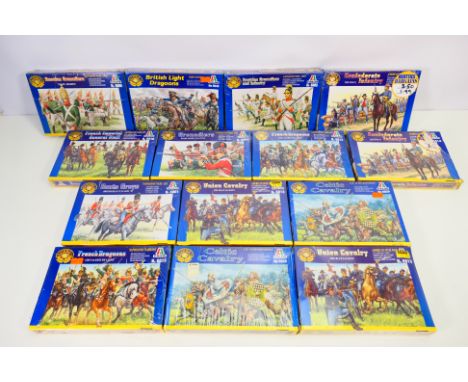 Italeri - 14 boxed 1:72 scale plastic soldiers. Lot includes #6015 Napoleonic Wars French Dragoons; #6029 1st -2nd Century BC