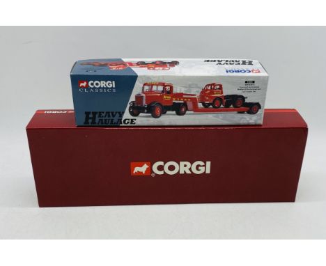 A boxed Corgi Mercedes Benz Curtainside "Knauf" articulated die-cast model lorry (1:50 scale), along with a Corgi Classics He