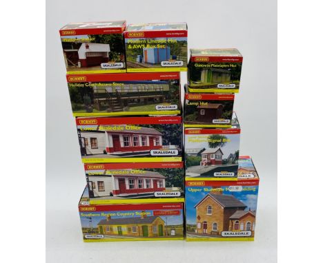A collection of ten boxed Hornby Skaledale OO gauge buildings mainly relating to stations including two Lower Skaledale offic