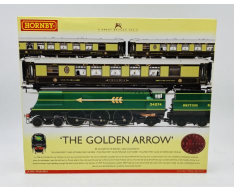 A boxed Hornby Railways OO gauge "The Golden Arrow" train pack (R2369) including a British Railways 4-6-2 Battle of Britian C