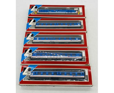 A boxed Lima Models OO gauge Network SouthEast " Exeter" diesel locomotive (50044), along with four boxed matching SouthEast 