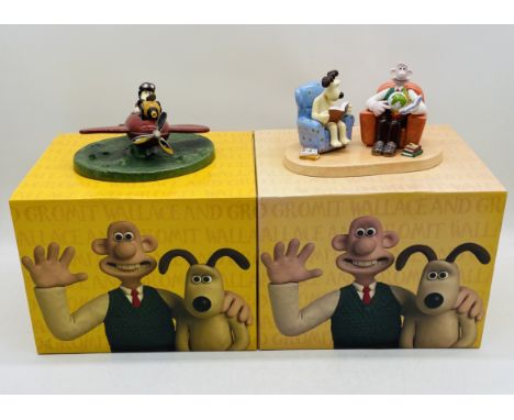Two boxed limited edition Coalport Characters Wallace & Gromit ceramic figurines including "Let's Go Somewhere Where There's 