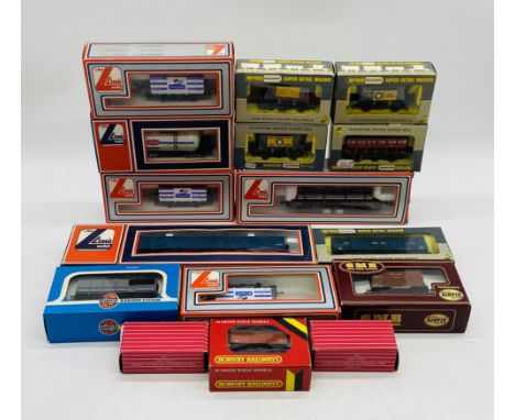 A collection of various boxed OO gauge rolling stock wagons including Wrenn Railways, Hornby Railways, Lima Models, Airfix et