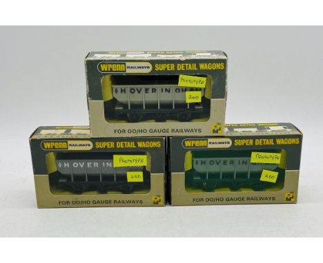 Three boxed Wrenn Railways OO/HO gauge prototype's "Hoveringham" hopper wagons (W5036) - all vary in colour