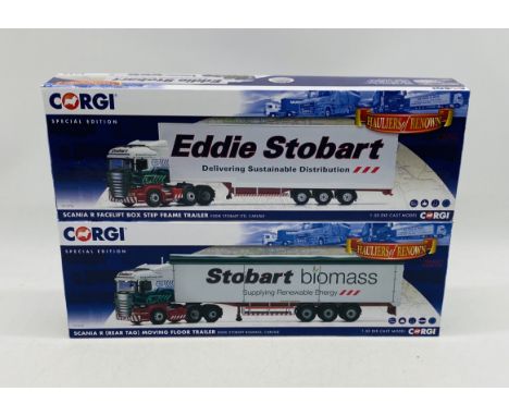 Two boxed Corgi special edition Eddie Stobart Ltd Hauliers of Renown die-cast models (1:50 Scale) including Scania R Facelift