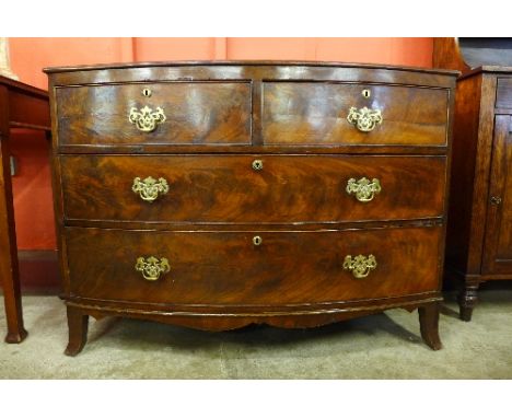 A George III mahogany bow front chest of drawers