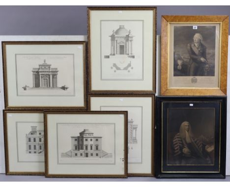 A 19th century black &amp; white printed portrait study of “Louis Joseph de Bourbon”, 18¼” x 14¼”; together with a similar po