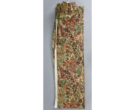 A pair of Liberty William Morris pattern floral decorated lined curtains, 9’ drop x 8’ wide.