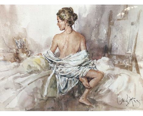 Gordon King (b.1939) signed limited edition lithograph - Studio Pose, 72/295, with Washington Green blindstamp, 41cm x 54cm, 