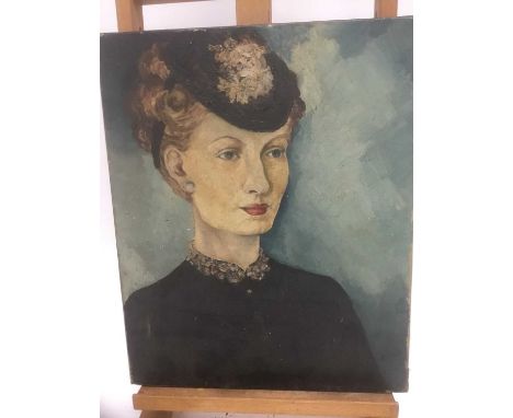 Late 19th/early 20th century French School oil on canvas - portrait of a lady, indistinctly signed, 41cm x 33cm, unframed