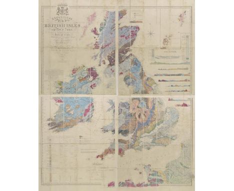 British Isles. Knipe (James A.) Geological Map of the British Isles and part of France, Showing also the Inland Navigation by