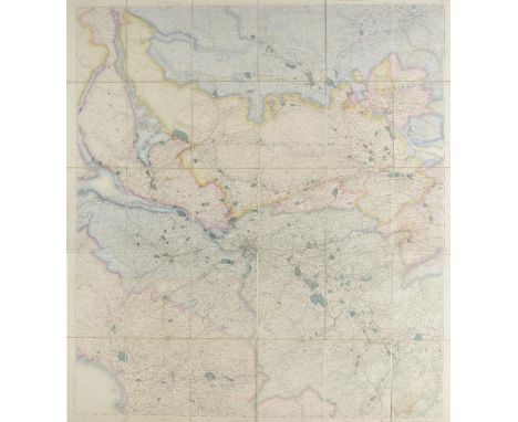 Scotland. Ordnance Survey (publishers), Untitled map of the environs of Glasgow, 1872, large electrotype map with contemporar