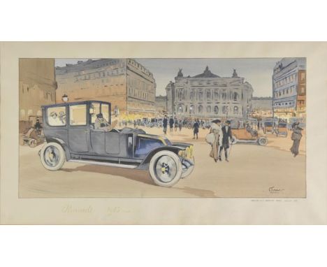 *Montaut (Marguerite M.). Renault 1913, published Mabileau & Co. Paris, 1912, lithograph heightened with bodycolour, 390 x 68