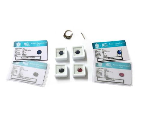 A quantity of jewellery, to include a silver five stone sapphire ring, tested as approximately silver, ignore markings, 4.00g