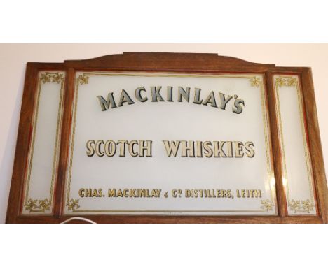 R Allan &amp; Co of Leith pub mirror with advert for Mackinlay's Scotch whisky