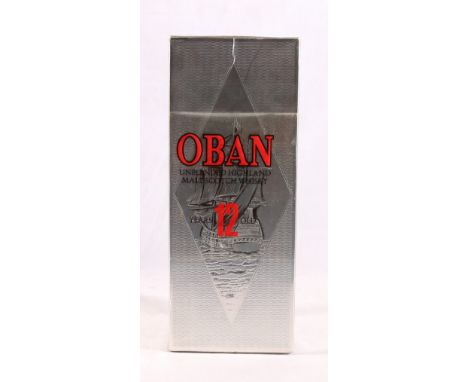 OBAN twelve year old unblended Highland malt Scotch whisky, bottled by John Hopkins &amp; Co Ltd in a glass decanter 75 proof