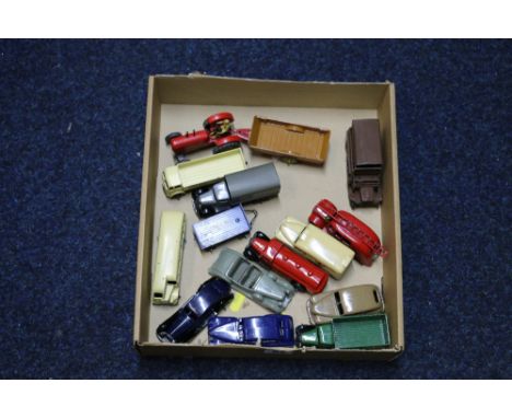 Dinky Toys including Daimler Ambulance, Massey-Harris tractor, Fire Engine, Petrol Tanker (type3), Vanguard, Laconda, some pr