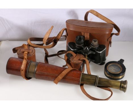 Broadhurst Clarkson &amp; Co of London telescope, patented compass and a pair of Magnim Wray binoculars