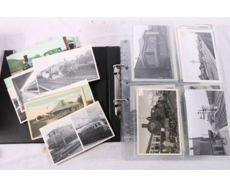 Longmoor Military Railway interest album of postcards and photographs of steam locomotives, engine sheds, Longmoor Camp, Sold