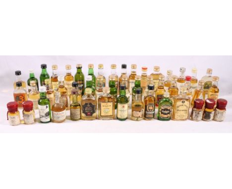 Collection of forty-eight (48) malt Scotch whisky miniatures including GLENGOYNE ten year old 40% volume, GLENGOYNE eight yea