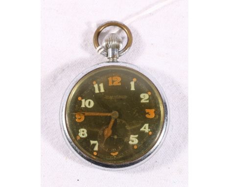 Jaeger Le Coultre open face keyless pocket watch, the back plate with War Department crows foot arrow mark and GS TP 231458 X
