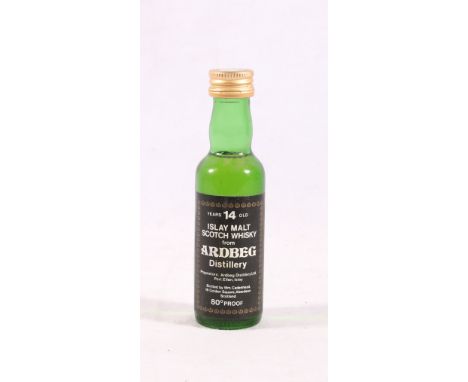 ARDBEG fourteen year old Islay malt Scotch whisky miniature, bottled by William Cadenhead 5cl 80 proof.