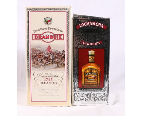 DRAMBUIE The Commemorative 1745 Decanter whisky liqueur bottled in Wade porcelain decanter, 75cl 40% volume boxed and LOCHAN 