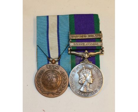 Elizabeth II general service medal GSM with South Arabia and Northern Ireland clasps to 24075383 GDSM M T LLYOD IG (Irish Gua