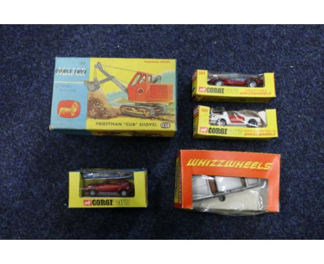 Corgi Toys including 280 Rolls Royce silvershadow, 509 Porsche Tarya 911s, Police car, 384 Adams Bros probe 16, 341 Mini Marc