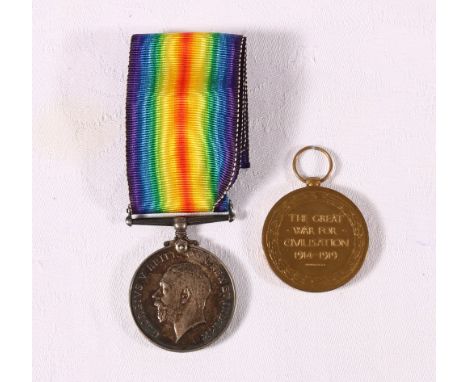 WWI medal pair to 1892 A CPL G A SCOTT R HIGHRS (Royal Highlanders)