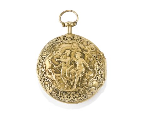 OROLOGIO DA TASCA CON DOPPIA CASSA EPOCA LUIGI XV E MECCANICA FIRMATA ELLICOTT DEL 1800 Cassa in oro traforato e inciso a mot