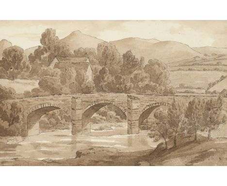 Attributed to Thomas Barker of Bath (1769-1847) British, 'New Bridge', inscribed, also inscribed verso 'From the Pontypool Sk