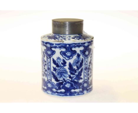 Chinese blue and white caddy, possibly 18th Century, four character mark