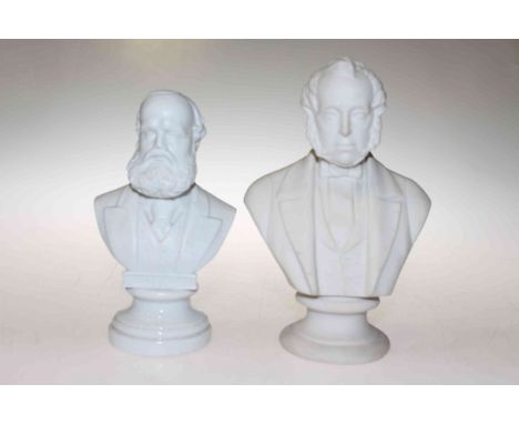 Victorian parian bust of political interest and a Dresden bisque bust of Salisbury (2)