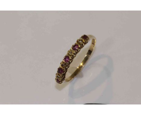 9 carat gold, ruby and diamond ring