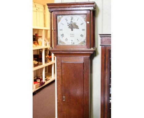 Late Georgian oak 30 hour longcase clock, 12 inch square painted dial signed R. Apps, Battle, 196cm high